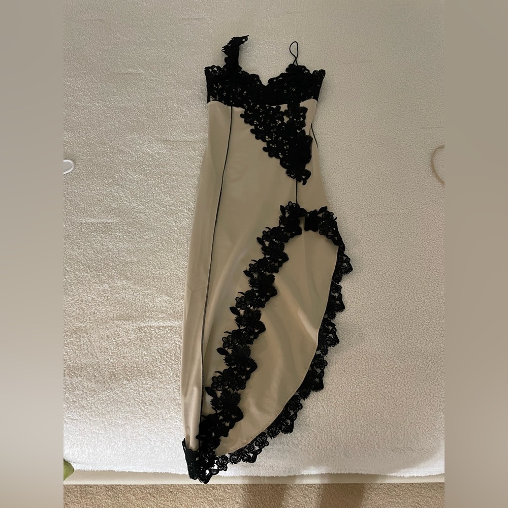 Micas Asymmetric Lace Panel Midi Dress - Picture 3 of 4